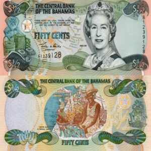 Billete Bahamas 0.5 dólares 2001, anverso y reverso - Mundo Billete