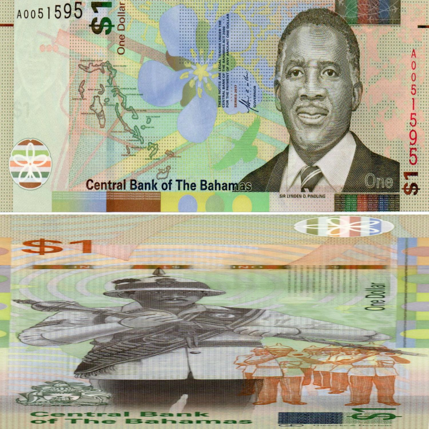 bhs 1 2017 Billete Bahamas 1 dólar 2017, anverso y reverso - Mundo Billete