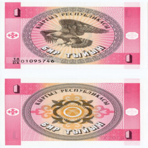 Billete Kirguistán 1 tyiyn 1993, anverso y reverso - Mundo Billete